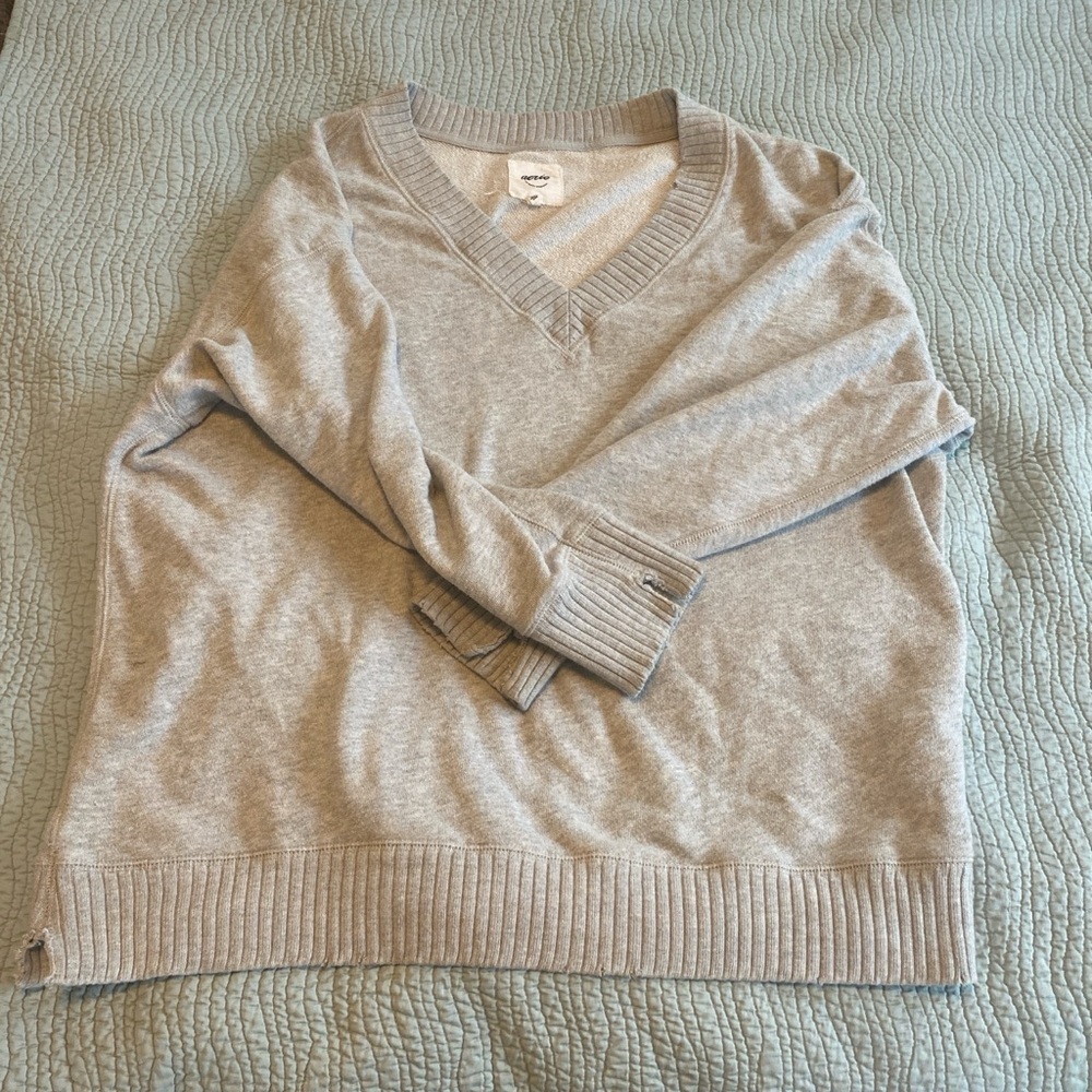 Gray V-Neck Women's Sweater